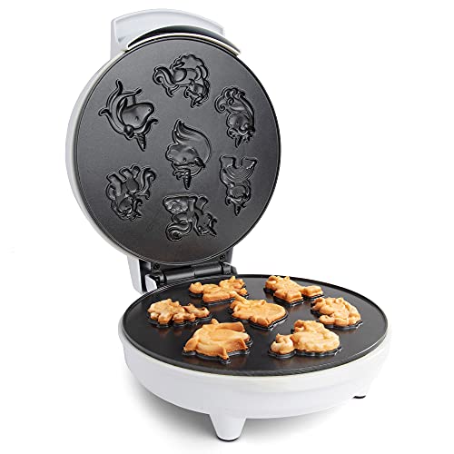 Unicorn Mini Waffle Maker- Creates 7 Different 3D Animal Shaped Waffles in Minutes- A Fun Cool Magical Breakfast for Kids, Girls & Adults- Electric Non-Stick Waffler Iron, Pancake Baker w Recipe Guide