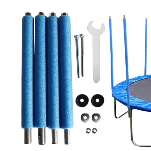 Postes de red para trampolín - Paquete de 4 postes de repuesto para trampolín | Espuma de trampolín anticolisión | Postes de trampolín | Postes de acero para trampolín con caja de tornillos, tubo rect