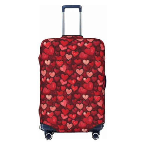 Luggage Cover Protector - Cartoon Love Heart Red Print Fit 22-24 Inch Suitcase Covers for Luggage