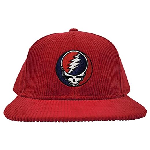 Ripple Junction Grateful Dead Steal Your Face Adult Red Corduroy Flat Bill Hat