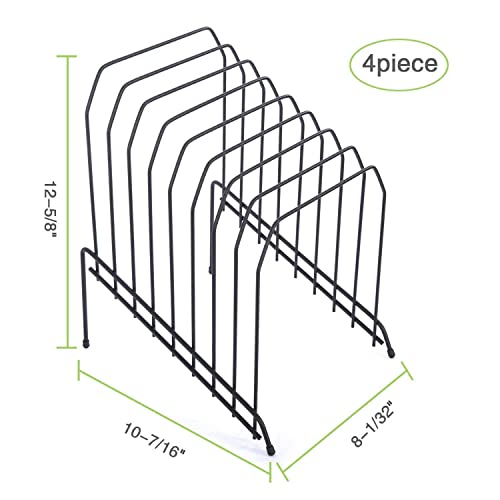 Designa 4 Pack Metal Incline Sorter Vertical File Holder, Storage Organizer Folder Mail Magazine Letter Paper Book Filing Organization Display Rack Dividers,8 Compart,Black #TOP2