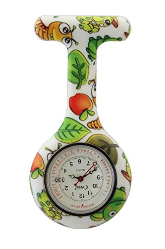 Censi Verde Caterpillar Marca Blanca con la Fecha de la Enfermera de Silicona Médicos Broche de túnica Fob Reloj de Cuarzo con batería Extra Imagen de Censi Verde Caterpillar Marca Blanca con la Fecha de la Enfermera de Silicona Médicos Broche de túnica Fob Reloj de Cuarzo con batería Extra