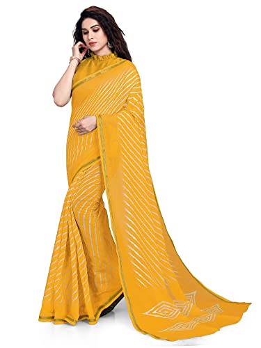 Image of MIRCHI FASHION Women's Cotton Blend Leheriya Printed Saree with Blouse Piece