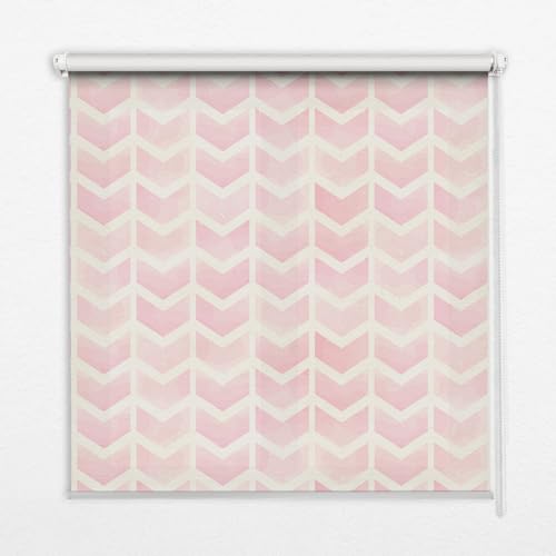 Store enrouleur perméable rose 50x50cm sans perçage à motif zigzag