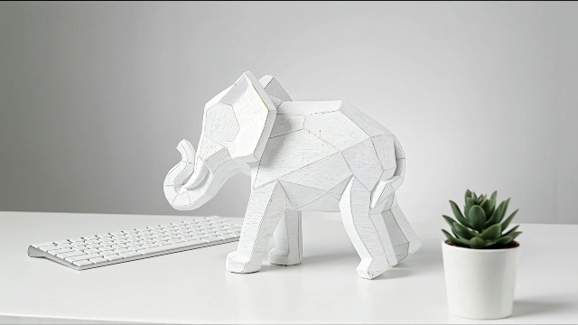 Estatua Elefante Blanco Estilo Geométrico de Resina miniatura 7