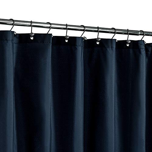 Image of N&Y HOME Fabric Shower Curtain or Liner with Magnets, Navy | Hotel Quality, Machine Washable, Water Repellent, Standard Size