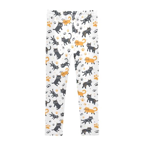 Black and Yellow Cat Girls Leggings Athletic Pants Tights Stretch Bottom2