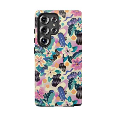 Coque Samsung S25 Ultra motif floral abstrait rigide et brillante multicolore