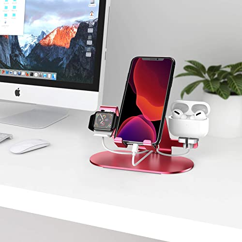 3 in 1 Phone Stand for Desk Aluminum Apple Watch Charger Stand Phone Holder for iPhone 14 13 12 11 All Series, iWatch Series 8/SE2/7/6/SE/5/4/3/2, AirPods, iPad