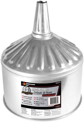 Performance Tool W54272 Steel Galvanized Funnel - 8 Quart Capacity