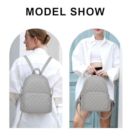 Image of Quilted Small Backpack for Women PU Leather Casual Handbag Daypack Purse | Stylish Quilted Design, water-resistant premium PU leather, matches all daily outfits, lightweight for everyday carry