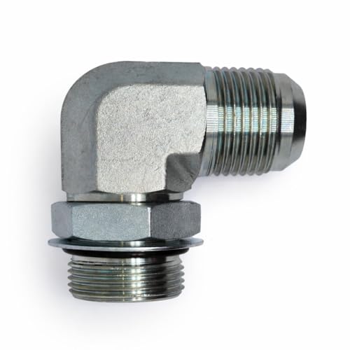 AF C5515-12-06-3/4 Male JIC (1-1/16''-12 Threads) x 3/8 Male O-Ring Boss (9/16''-18 Threads) - 90° Straight Thread Elbow