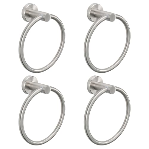 NearMoon brushed-nickel round towel ring (4-pack)