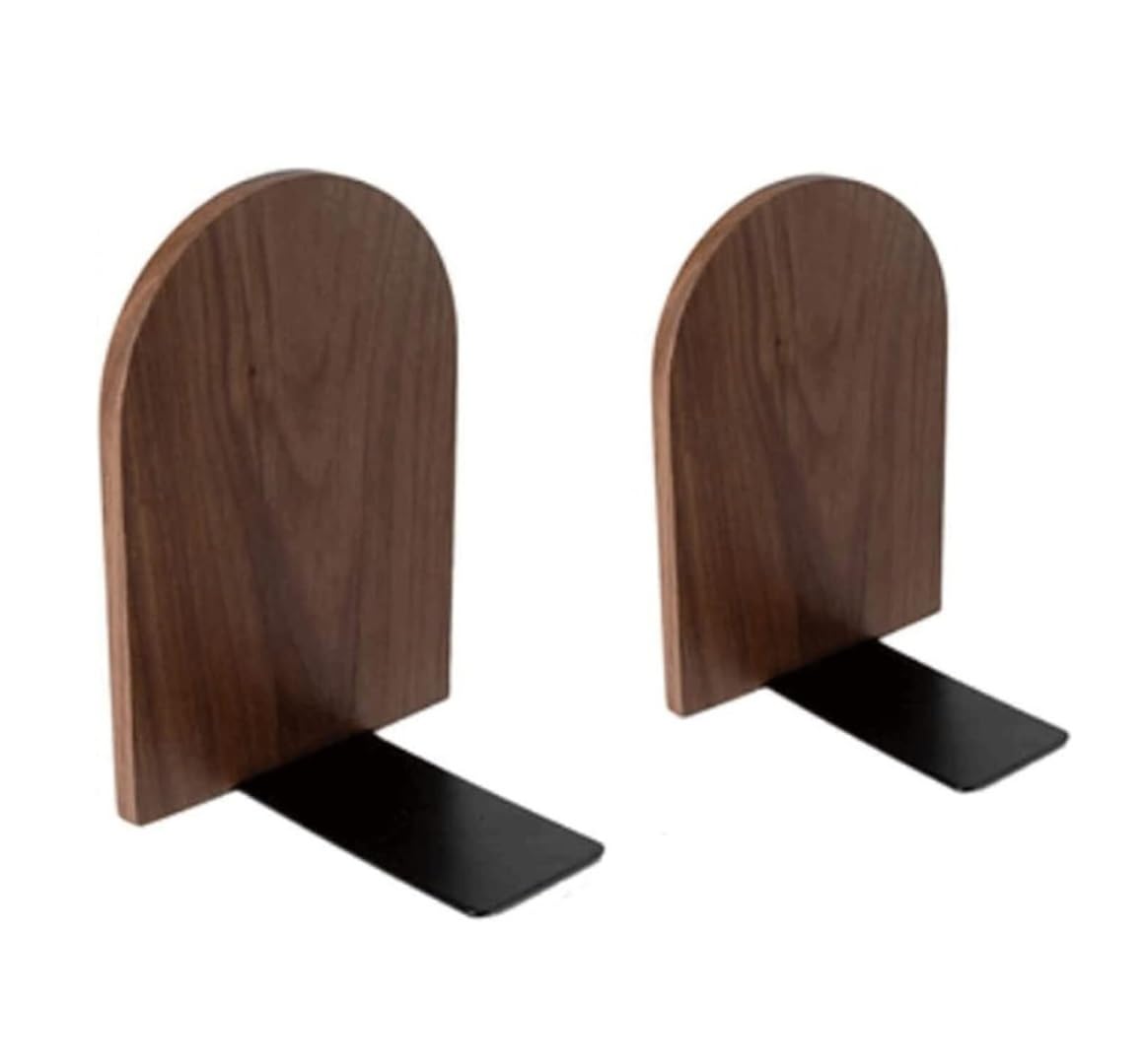 Book Organizer Wood Decorative Bookend Metal Base Hold Books Book Stoppers For Heavy Duty Home Office DVD Modern Bookends