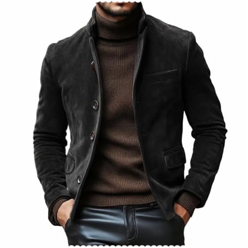 Mens Casual Sport Coats Suede Jacket Soild Colors Single Breasted Suit