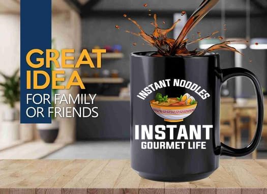 Ramen Coffee Mug 15oz Black -Instant noodles - Food Lovers chicken pumpkin vegan pantry spicy noodles image 2