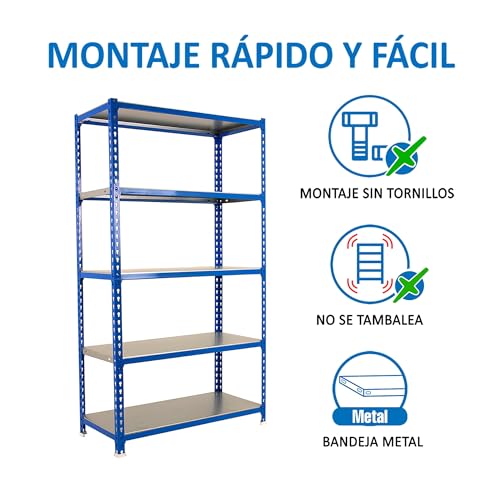 Estantería metálica Simonclick de 5 alturas en azul y galva 6