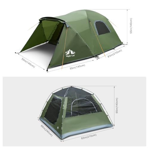 Carpa espaciosa para camping de 4 personas: acomoda colchoneta queen y equipo con vestíbulo miniatura 6