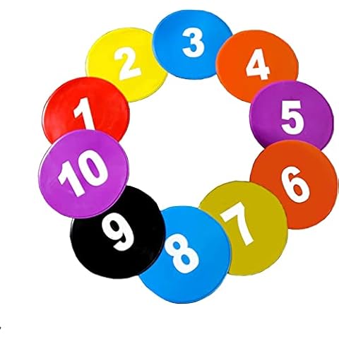 TNZMART 9 Inch Spot Markers Multicolor Number Football Yard Markers Anti-Slip Floor Spot Markers for Soccer Training (1-10) Cover