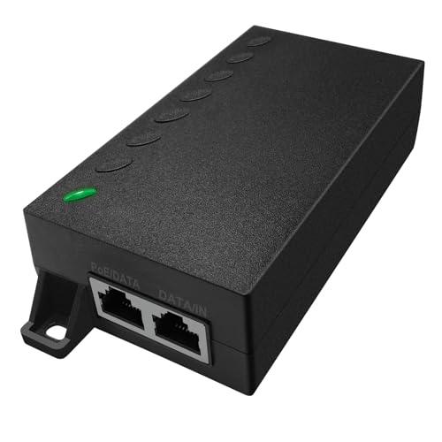 POE60 60W Gigabit Ultra PoE++ Injector Surge Protection 6KV Up to 60W Ultra Power Supply 10/100/1000Mbps Shielded RJ-45 IEEE 802.3af/802.3at/802.3bt Compliant Support 802.3 bt/PoE++