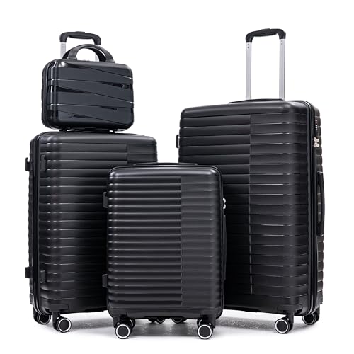 Image of Hardside 4 Luggage Set, Lightweight Wave Suitcase with Spinner Wheels
