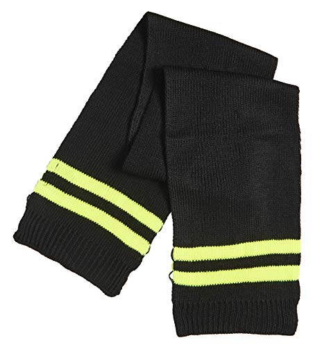 Sportoli Men’s Boys’ Kids 3-Piece Striped Knit Cold Weather Set Hat Scarf Gloves - Black/Lime/Grey (Size Adult)4