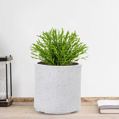 Image of GTB Cylinder German Polymer Pots for Plants Highly Durable Polymers Lightweight Indoor Outdoor Plant Pots, Flower Pot Gamla Tree Planter Container Planters(Plant not Included) (White Marble, 10 inch)