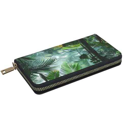 Tropical Rainforest Jungle Scene Printed Long Wallet for Women Men Cute Coin Purse with Card Holder2