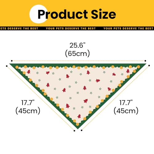 Conlun Hundehalstuch Weihnachten, Verstellbares Hunde Bandana für Kleine bis Mittlere Hunde & Katzen, Klassisches Rot-Grün Design mit Tannenbaum & Sternen, Waschbar