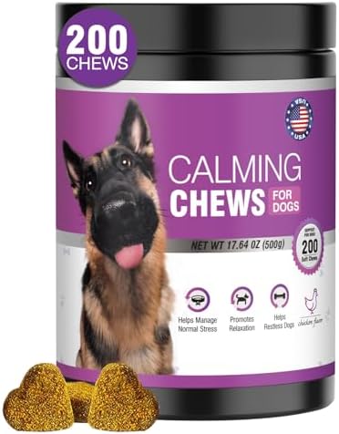 Calming Chews for Dogs 200pc Dog Calming Treat and Bites with Melatonin - Anxiety and Stress Relief Treats for Dogs Puppy Sleep Aid Calm Dog with Noise,Thunder,Barking,Separation,Chewing