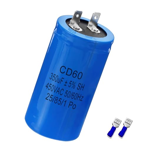 Iruihoo CD60 350uf Kondensator,450V 50/60HZ Starterkondensator, elektrischer Kondensator, Motorstarterkondensator mit Stecker für Kühlschrank, Elektromotor, Wasserpumpe, Generator