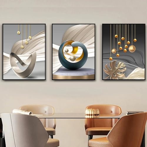 Impressions géométriques modernes sur toile lot de 3 tableaux 50x70 cm