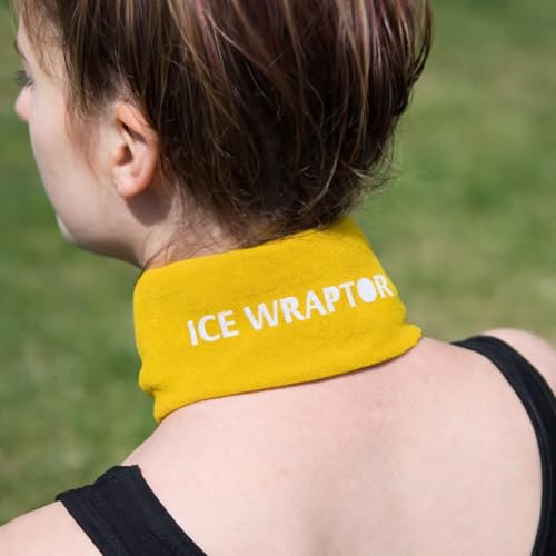 Image of ICE WRAPTOR Cooling Bandana Neck Wrap with 6 Reusable Ice Packs Yellow - Adjustable Cold Therapy Wrap for Neck, Head & Joint Pain Relief - Portable Cooling Wrap with 6 Cryosheet Inserts