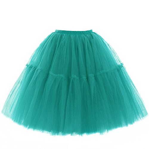 Preisvergleich Produktbild Babyonline Damen Tüllrock 5 Lage Prinzessin Kleider Knielang Petticoat Ballettrock Unterrock Pettiskirt Swing Einheitsgröße - Pfau Blau
