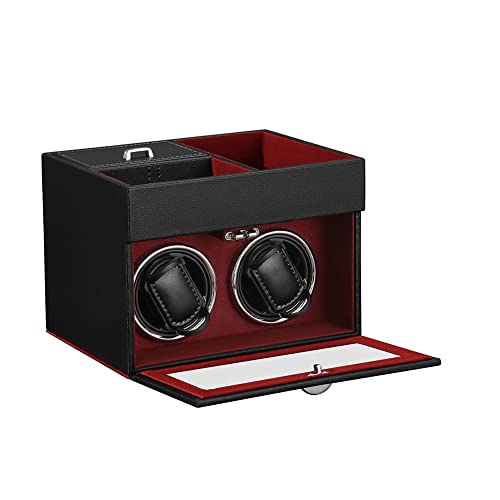 Caja Giratoria para Relojes Automatische Uhrenbeweger Box PU Leder Uhrengehäuse mit leisem Motor Batteriebetrieb oder Netzteil für Automatikuhren… (Claret PU-DGW)