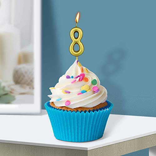 Beanlieve 10-Pieces Numeral Birthday Candles - Cake Numeral Candles Number 0-9 Glitter Cake Topper Decoration For Birthday,Wedding Anniversary,Party Celebration (Gold) #TOP3
