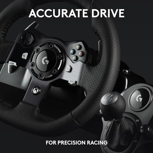 Volante da Corsa e Pedali 920 Driving Force, per Xbox One, Amp e PC & Logitech Driving Force Leva di Cambio, 6 Marce di Velocità con Manopola ad H, Pomello del Cambio ?in Vera Pelle - Controller - Immagine 2