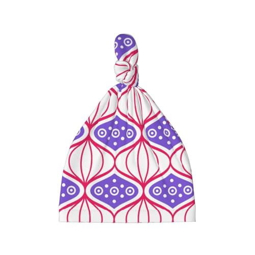 Newborn Baby Hat, Chinese Style Print Soft Top Knot Beanie Cap, Cute Baby Headwear for 0-6 Months Black