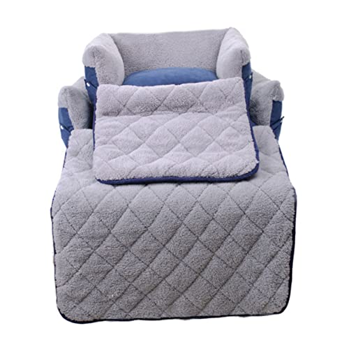 MERRYHAPY クラムシェル型犬用ソファベッド 多機能 フリップトップ式犬小屋 スクエア型 室内ペットベッド 保温 洗濯可能 滑り止め底