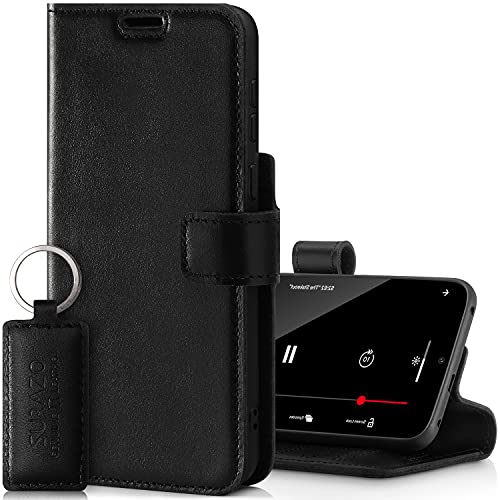 Étui en cuir iPhone 13 Pro Max idéal pour le bureau avec compartiment cartes de crédit