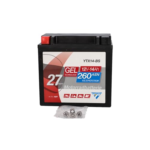 CARTEC Batterie moto YTX14-BS, 12Ah, 200A, Technologie Gel Batterie de Démarrage Moto, Qualité D'Origine, Résistante au Cyclage, Stockable, sans Entretien – Image 8