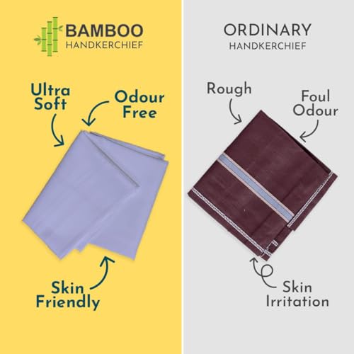 Image of HEELIUM Bamboo Handkerchief for Men & Women | Ultra Soft & Absorbent | Multipurpose Premium Rumal | Large Size 43 x 45 CM