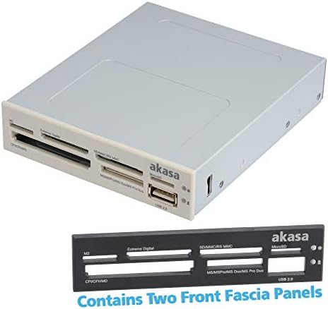 Akasa Internal Media Card Reader | 6-port Media Card Reader | MicroSD | M2 | CF | SDHC | USB-A 2.0 | 3.5 PC bay | AK-ICR-07