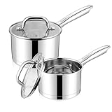 LIANYU Soßentopf-Set mit Deckel, 1 QT & 2 QT Edelstahl-Topf-Set, dreilagiger Boden...