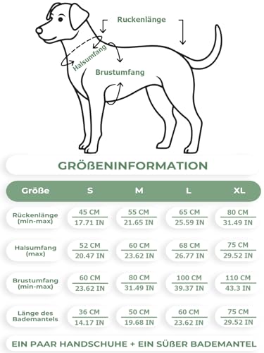 Hundebademantel Schnell Trocknend Badetuch aus Mikrofaser, Bibykivn Einstellbar Hundehandtuch mit Klettverschluss, Saugfähiger Hunde Bademantel mit Hut für Mittlere Kleine Hunde (Grau grün, M)