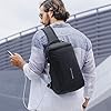 MARK RYDEN Sling Bag Men's Chest Bag Shoulder Bags Crossbody Backpack for 9.7 Inch / 12.3 Inch iPad Waterproof Anti-Theft Shoulder Bag, black, L, Elegant #1