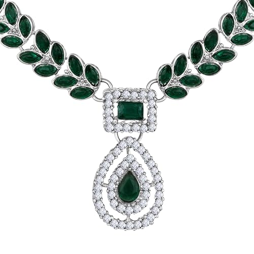 Image of Atasi International AD Diamond Kundan Style Silver Plated Crystals Necklace