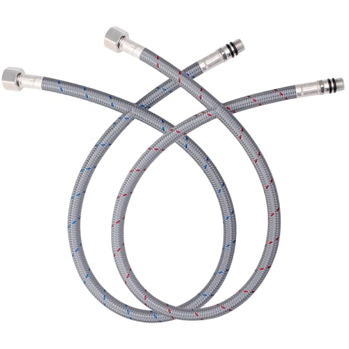 24" Bathroom Kitchen Faucet Hose Braided Nylon Supply Lines 3/8" Female Compression Thread × M10 Male Connector with M8 and 1/2" Adapter, 2PCS (1 Pair) by ABTIABGY - Used condition - US$11.39