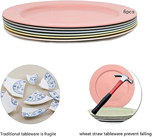 Shopwithgreen 10 Inch Wheat Straw Dinner Plates, Unbreakable Sturdy Plastic Dinner Plates, Microwave And Dishwasher Safe #TOP3