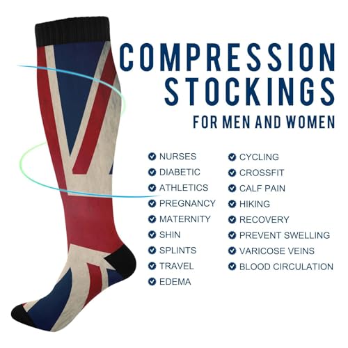 ALAZA Beautiful Union Jack Compression Socks for Women Men Circulation Long Socks Running Athletic Cycling4